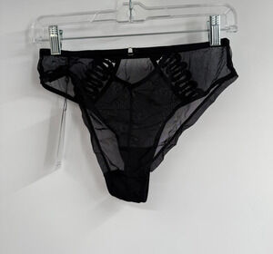 NWT Bluebella Tabitha Brief Panty Womens S Black Sheer Mesh Cutout Embroidered